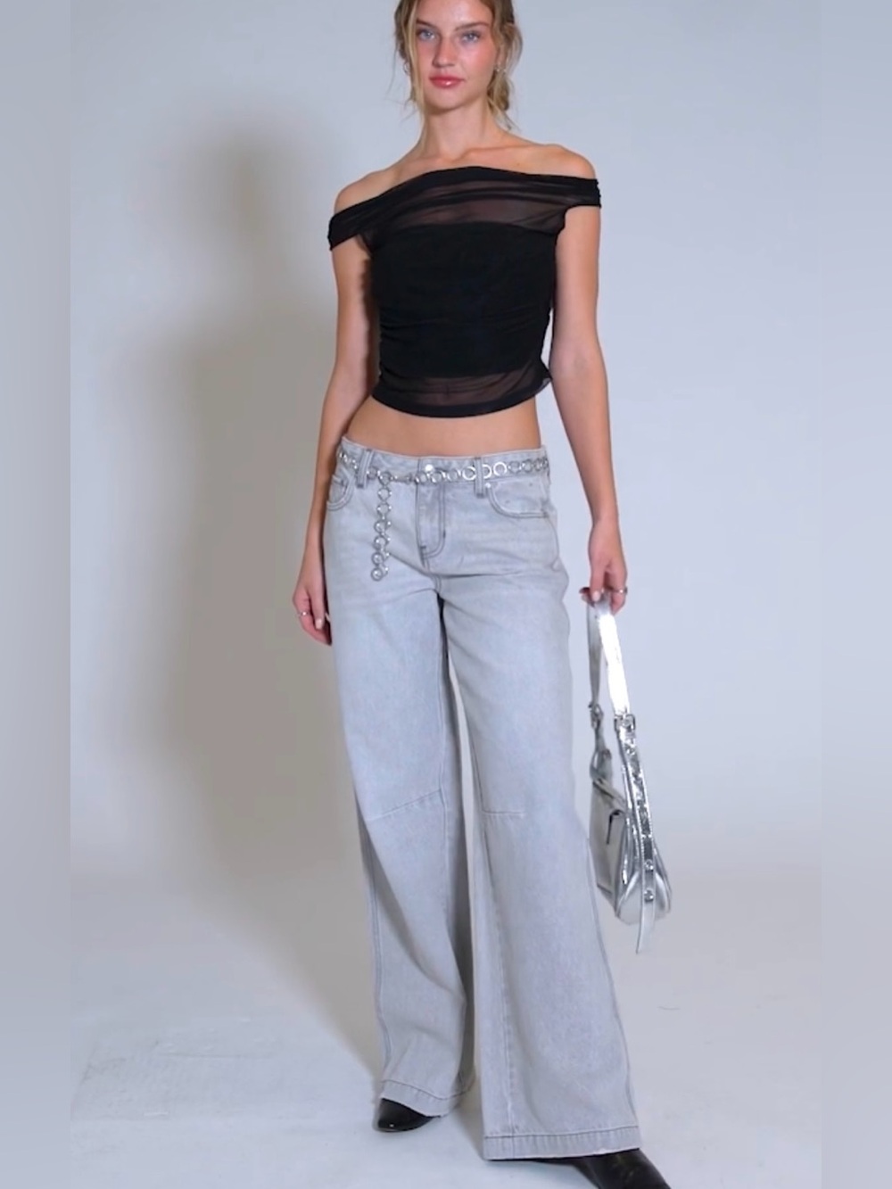 PacSun Light Gray Casey Low Rise Baggy Wide-Leg Jeans